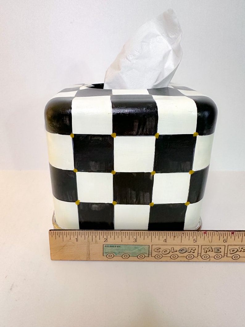 Decorative Tissue Holder Box Black & White Checks Polka Etsy