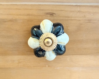 RESERVE FOR MEAGAN 9 Knobs, Whimsical Black and White Hand Painted, Pulls