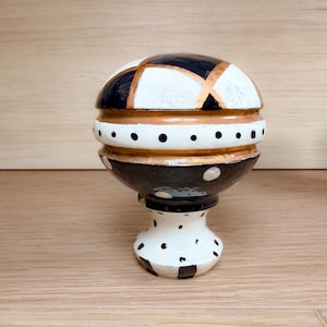 2-pack Round Curtain Rod Finials, Black & White Check Whimsical Heavy Weight Metal