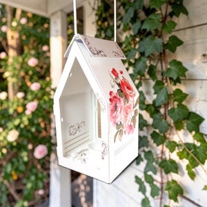 Metal tabletop or hanging lantern, floral, tea light