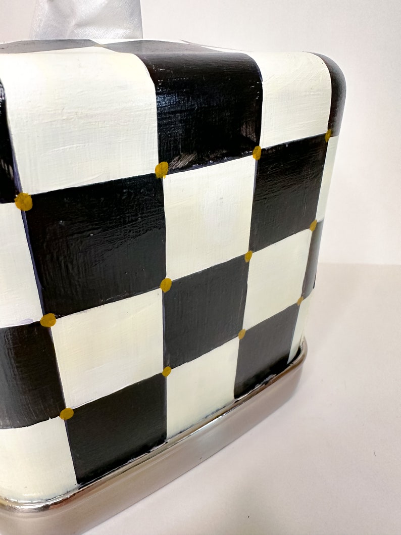 Decorative Tissue Holder Box Black & White Checks Polka Etsy
