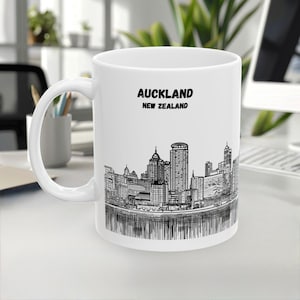 Auckland Mug, New Zealand Mug, Travel Souvenir mug, Line Art Mug, City skyline Landmark mug, Coffee mug, White ceramic mug, 11oz/15oz mug