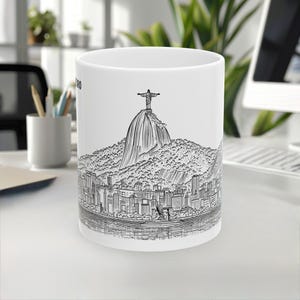 Rio de Janeiro Mug, Brazil Mug, Travel mug, Souvenir mug, Line Art Mug, skyline Landmark mug, Coffee mug, White ceramic mug, 11oz/15oz mug