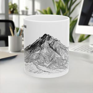 Mount Taranaki Mug, New Zealand Mug, Travel Souvenir mug, LineArt Mug, Nature mug,Landmark mug, Coffee mug, White ceramic mug, 11oz/15oz mug