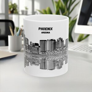 Phoenix mug, Arizona mug, USA mug, Travel Souvenir mug, City skyline mug, Landmark mug, Coffee mug, White ceramic mug, 11oz 15oz mug