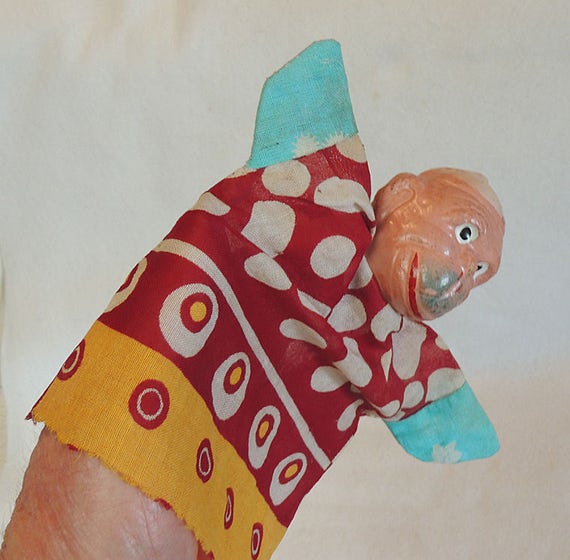 Vintage Hand Puppet.. Monkey With Composition Head