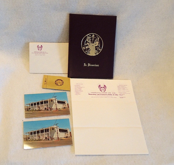 Vintage 10 pc Lot 1960s B.P.O.E. ELKS CLUB LODGE Stationery, Postcards & More