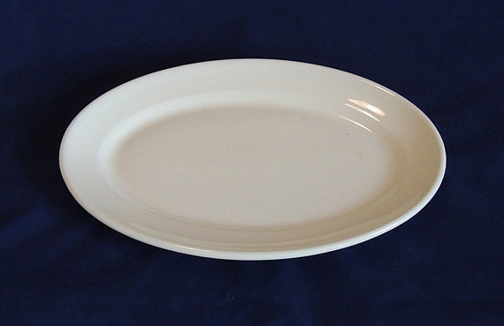 White Ironstone Platter 12.5".. Vintage Farmhouse Wallace Restaurant Ware