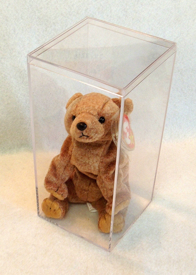 4 Retired Ty Beanie Babies.. Original Bears.. W Display Cases ...