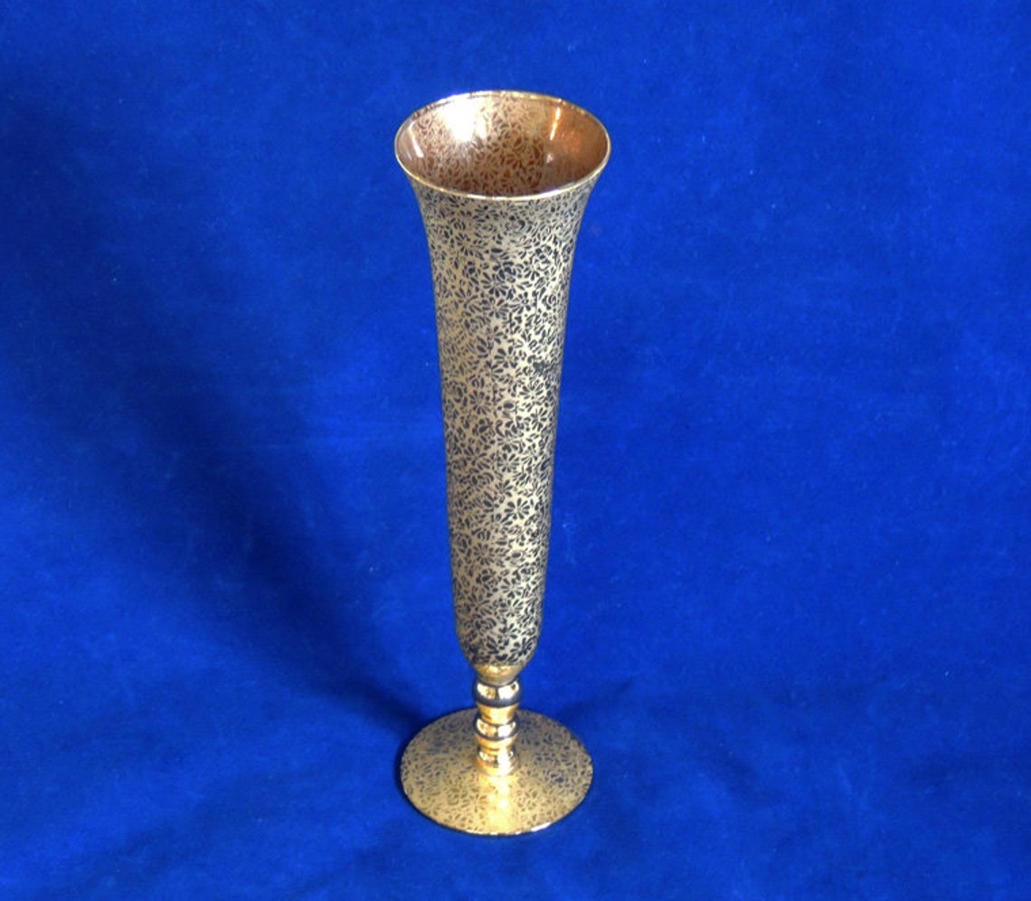 3 Vintage RANSGIL 22K Gold Overlay Glass Vanity Vases.. Etsy