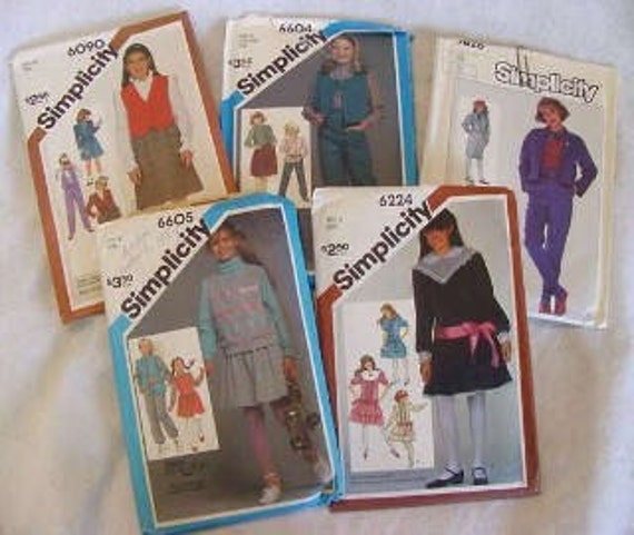 5 Vintage 1980s Girls Clothes Sewing Patterns.. Lot 3