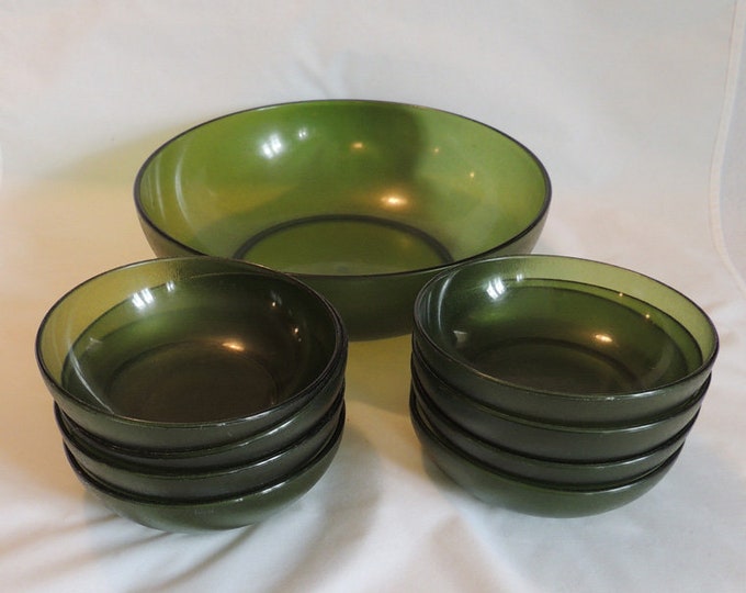 Mid Century 9 Piece Plastic Salad Bowl Set.. Olive Green Etsy