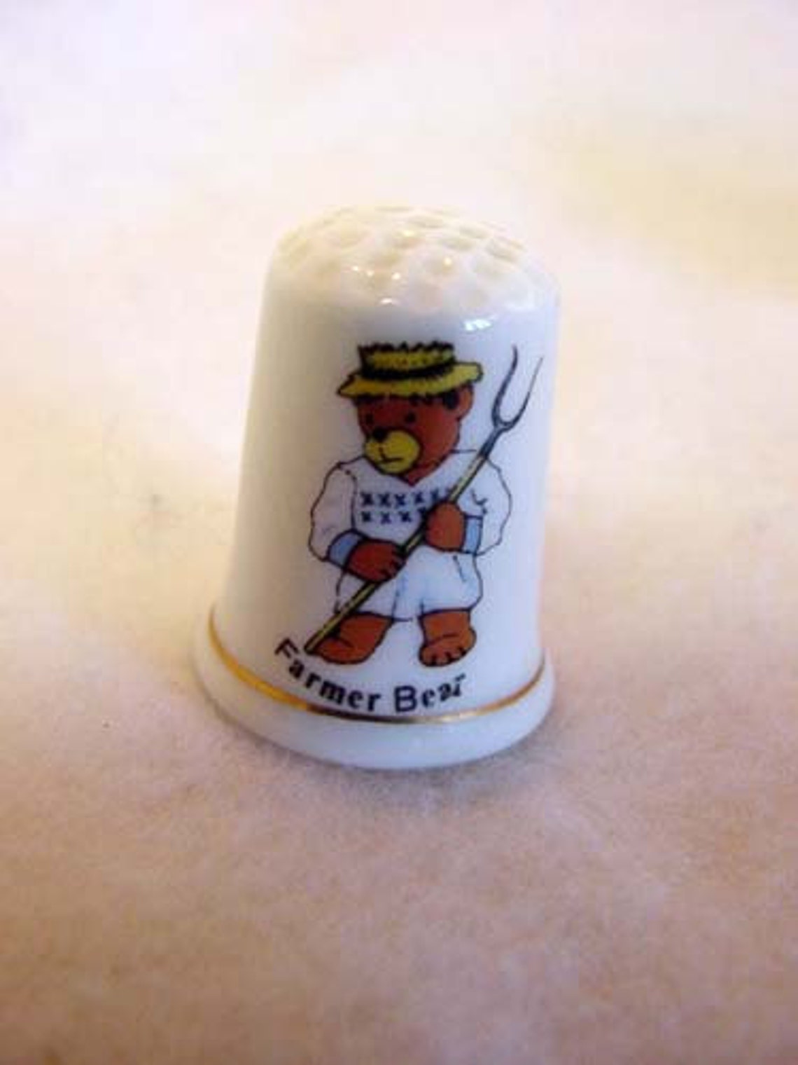 4 Vintage English Bone China Teddy Bear Thimbles.. Rocker Etsy