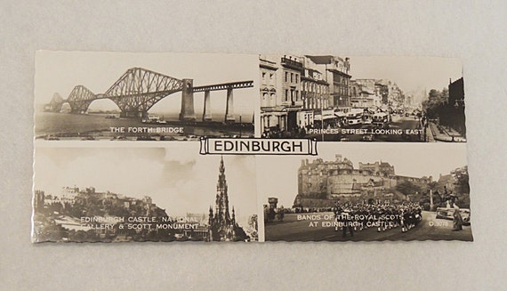 Vintage 1950s Edinburgh Real Photo Panorama BW Valentine's Postcard.. 4 Views