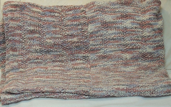 Vintage Large 86" x 68" Hand Knitted Blanket Throw.. Cozy Knit Wrap