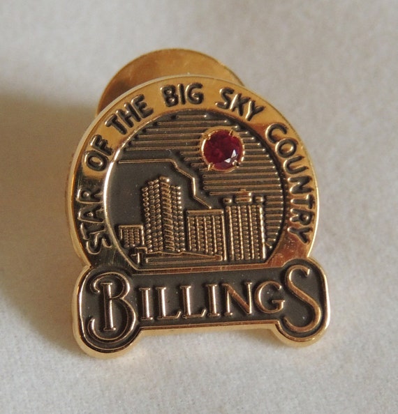 Vintage Billings Montana Terryberry 24K GP Tie Tack Lapel Pin Screwback