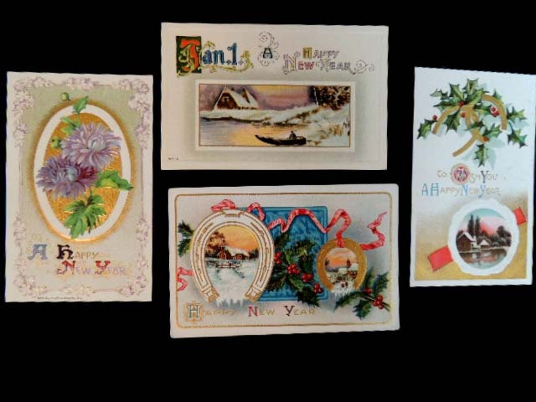 4 Vintage Antique Edwardian Early 1900's HAPPY NEW YEAR - Etsy