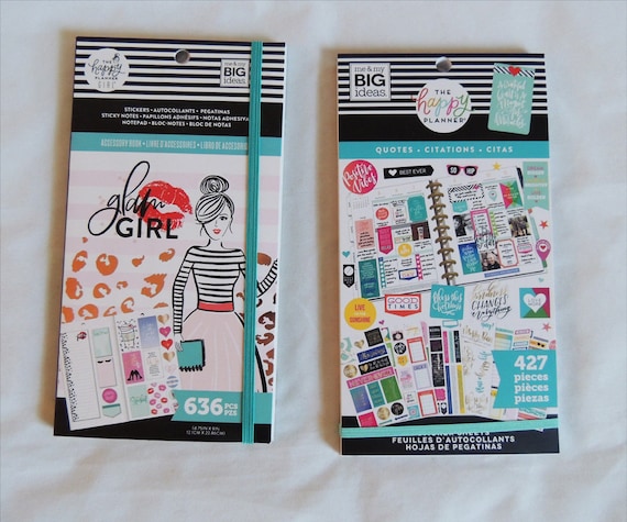 Mambi Happy Planner Glam Girl Accessory Book + Quotes Stickers.. 2 Books 1063 Pcs