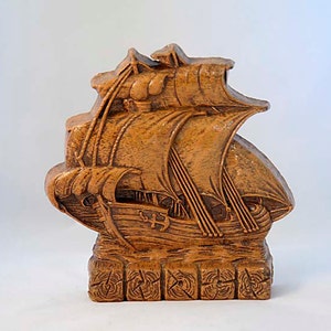 Vintage 1940’s Composition SYROCCO WOOD BOOKENDS.. Sailing Ships