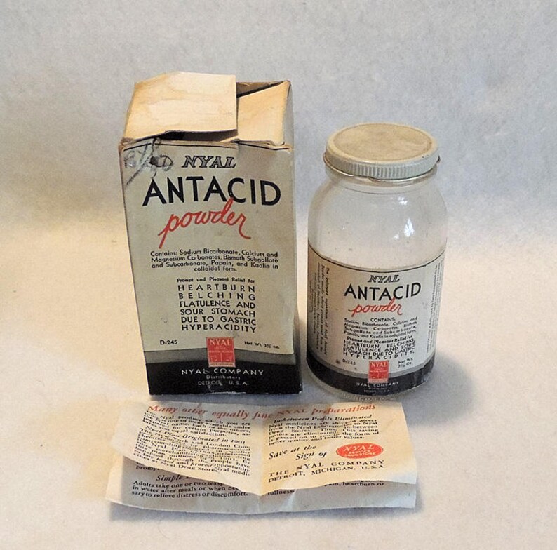 Vintage Antacid Medicine Bottle & Tins.. Nyal With Box Squibb Etsy
