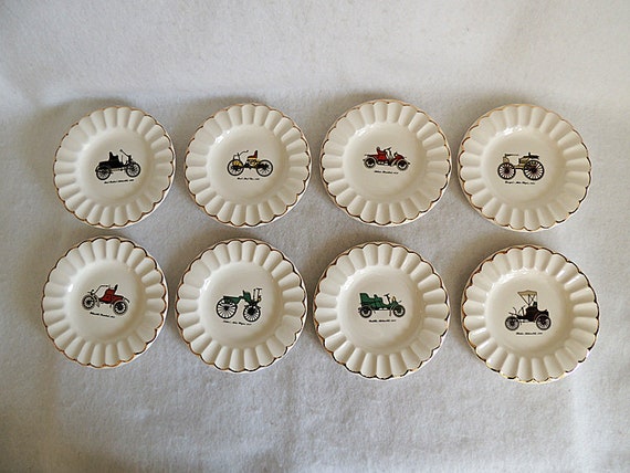 Eight 6 Plates Antique Automobile Car Design Gold Etsy