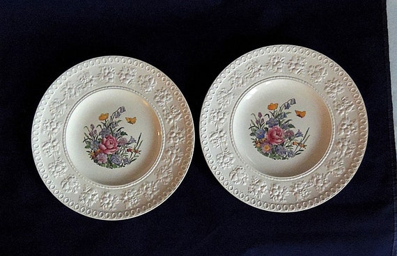 2 Wedgwood Wellesley TINTERN 9.5" Luncheon Plates.. Vintage England Pattern AL9460 (#1)