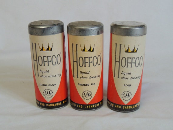 Lot Of 3 Vintage Hoffco Shoe Dressing.. Bottles + Canisters.. 6 Pieces Total