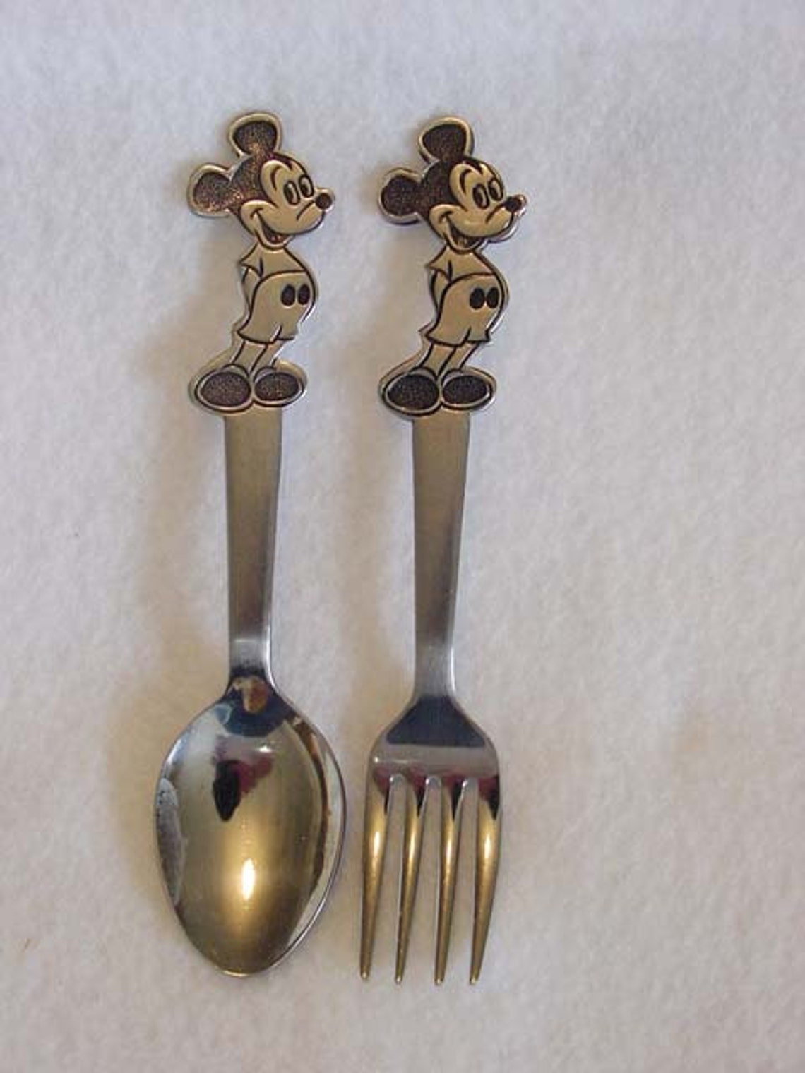 Vintage Mickey Mouse Childs Fork & Spoon Set.. Disney Prod Etsy