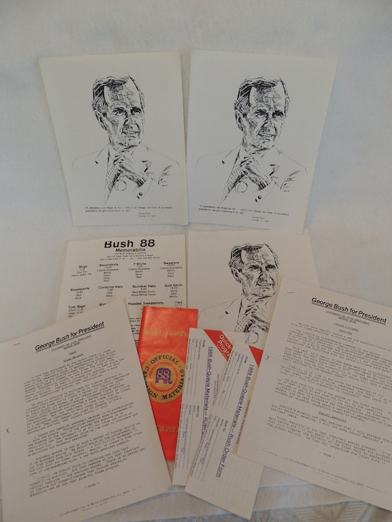 9 pieces of Vintage Bush-Quayle 88 Official Election Campaign Materials