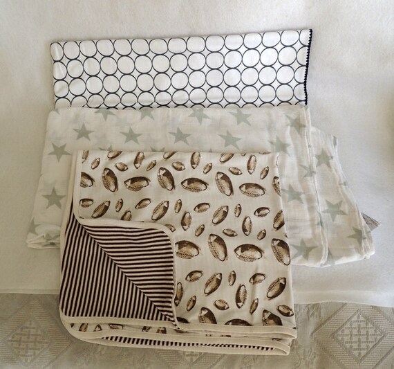 Lot Of 3 Baby Boy Blankets.. Swaddle Designs, Aden & Anais, Mud Pie