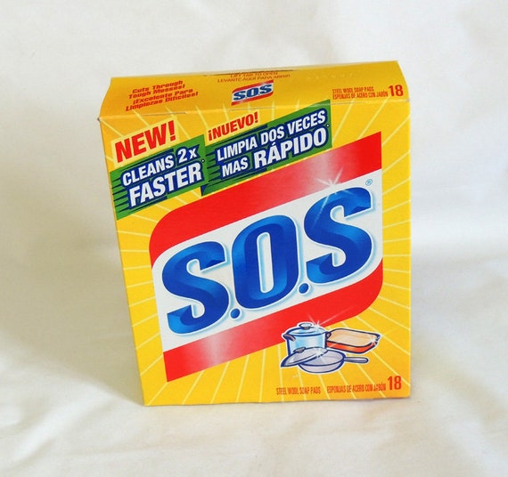 Vintage 1990s SOS Steel Wool Pads S.O.S.. Open Box.. Advertising TV Movie Prop