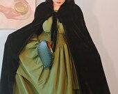 Renfaire Milkmaid Dress Set |Dress + Velvet Cloak + Leaf Bag | Cosplay, LARP Outfit Faire Renaissance