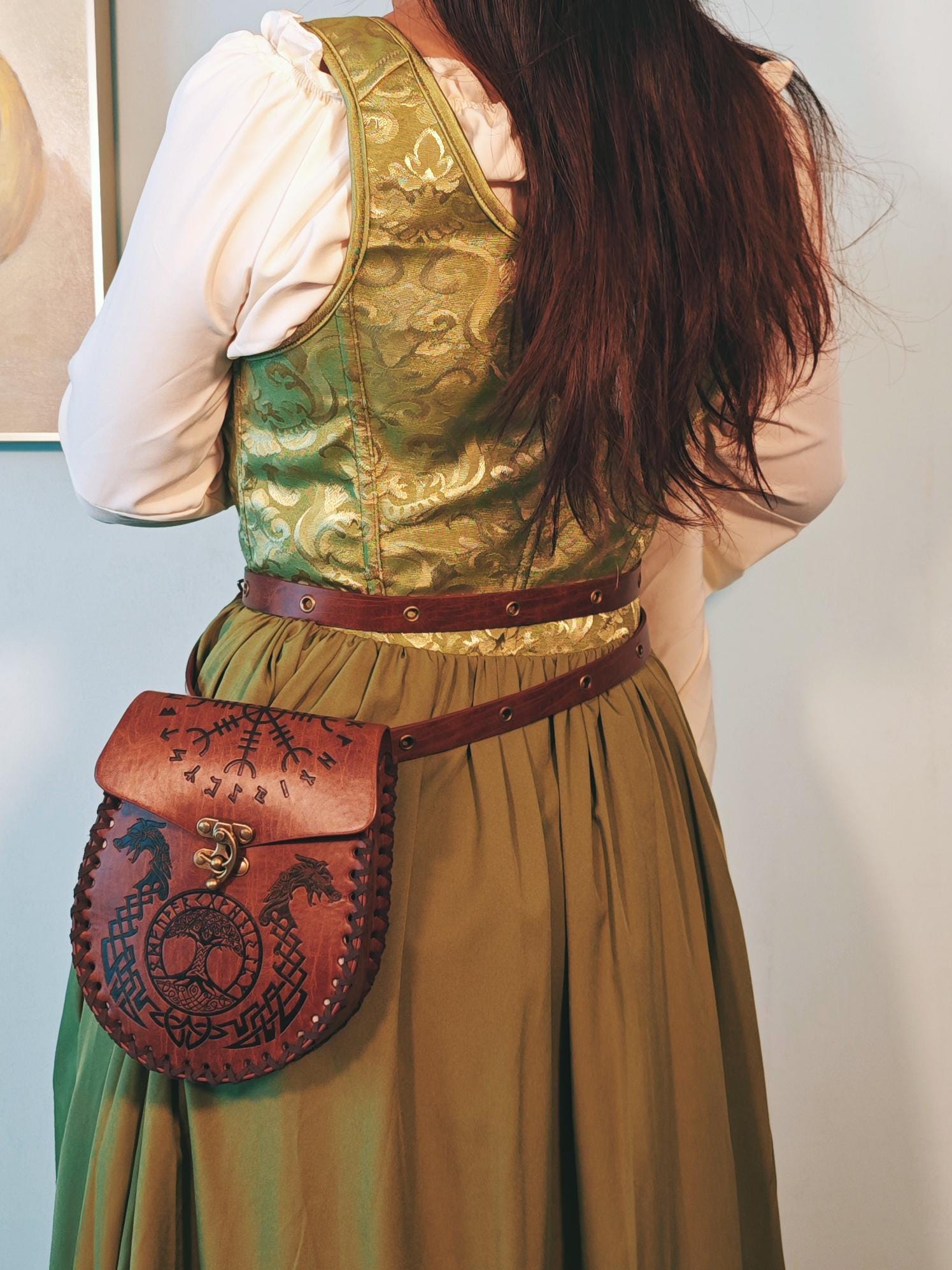 Medieval Faux Leather Belt Bag Renaissance Waist Pouch Cosplay Ren Faire Belt Pouch Renaissance Medieval Leather Ren Faire Small  main image 2