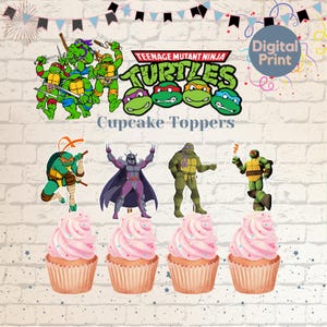 Ninja Turtle Cupcake Topper, Cake Toppers, Decoration, Instant Digital Download, PRINTABLE.