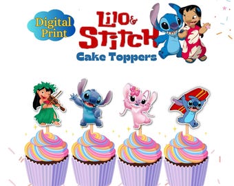 Lilo & Stitch Cupcake Topper, Cake Toppers, Decoration, Instant Digital Download, PRINTABLE.