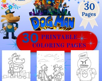 Páginas para colorear de El hombre perro para niños: 30 diseños simples (Descarga PDF) Descarga digital.