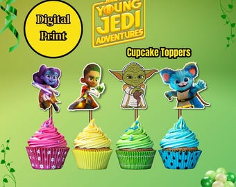 Topo de cupcake Star Wars: As aventuras dos jovens Jedi, Topos de bolo, Decoração, Download digital instantâneo, PARA IMPRIMIR.