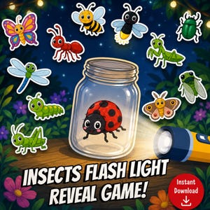 Insects Reveal with Light | Fun Learning Game for Kids | Printable PDF