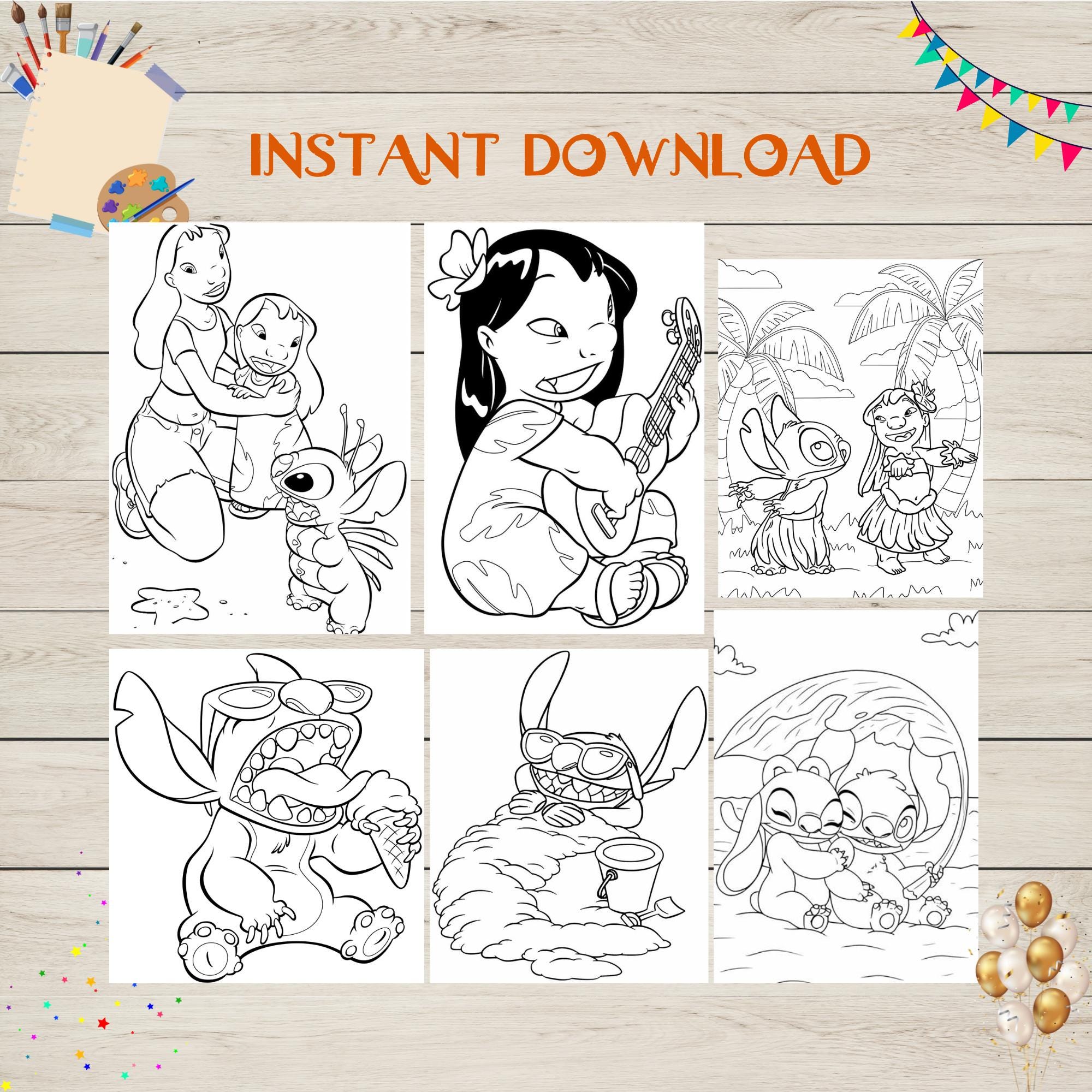 Lilo and Stitch Coloring Pages for Kids :30 Printable Print(pdf ...