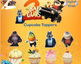 The Bad Guys2 Cupcake Topper, Cake Toppers, Decoration, Instant Digital Download, PRINTABLE.