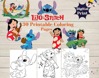 Lilo and Stitch Coloring Pages For Kids :30 Printable Print(PDF Download) Digital Download