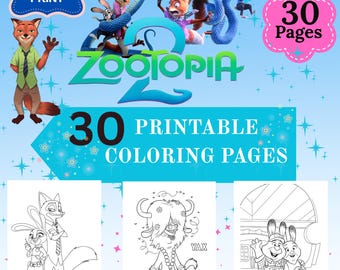 Desenhos de Zootopia 2 para colorir para crianças: 30 designs simples (download em PDF) Download digital