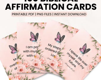 Biblical Affirmation Cards, Printable Scripture Cards, Christian Daily Affirmations for Women, Bible Verse Cards, Bible Study, Digital Cards