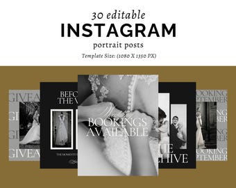 Wedding Photography Templates, Instagram Templates For Photographers, Photographer Gifts, Canva Template, Editorial Social Media Posts