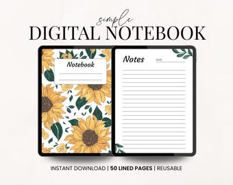 Eenvoudig digitaal notitieboek, iPad-planner, minimalistisch digitaal dagboek, digitaal gelinkt notitieboek, GoodNotes-pdf, digitale notities, digitaal dagboek