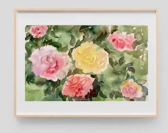 オリジナル水彩画 ピンクのタチアオイの花の絵画 - Etsy 日本