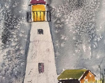 Leuchtturm Original Aquarell