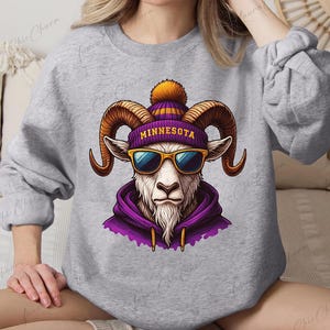 Minnesota Football Goat PNG, Cool Ram Digital Download, NFL Team Clipart, Hoodie Animal Art, Game Day Shirt Design, Vintage Sports File