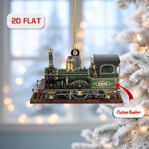 Custom Acrylic Train Ornament: Vintage Locomotive, Railroad Gift