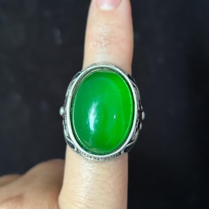 Tibetischer Kupferring mit grünem Edelstein, verstellbarer Ring, Vintage-handgefertigter Ring, Schmuck Geschenk, Knöchel-Daumen-Ring-Inspirational Ring, Kristallring fe0